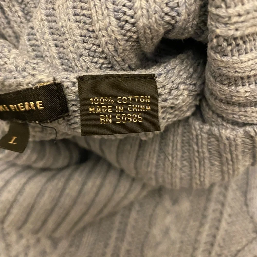 Blue Turtle Neck Chunky Knit Sweater Size Large Women’s Jeanne Pierre